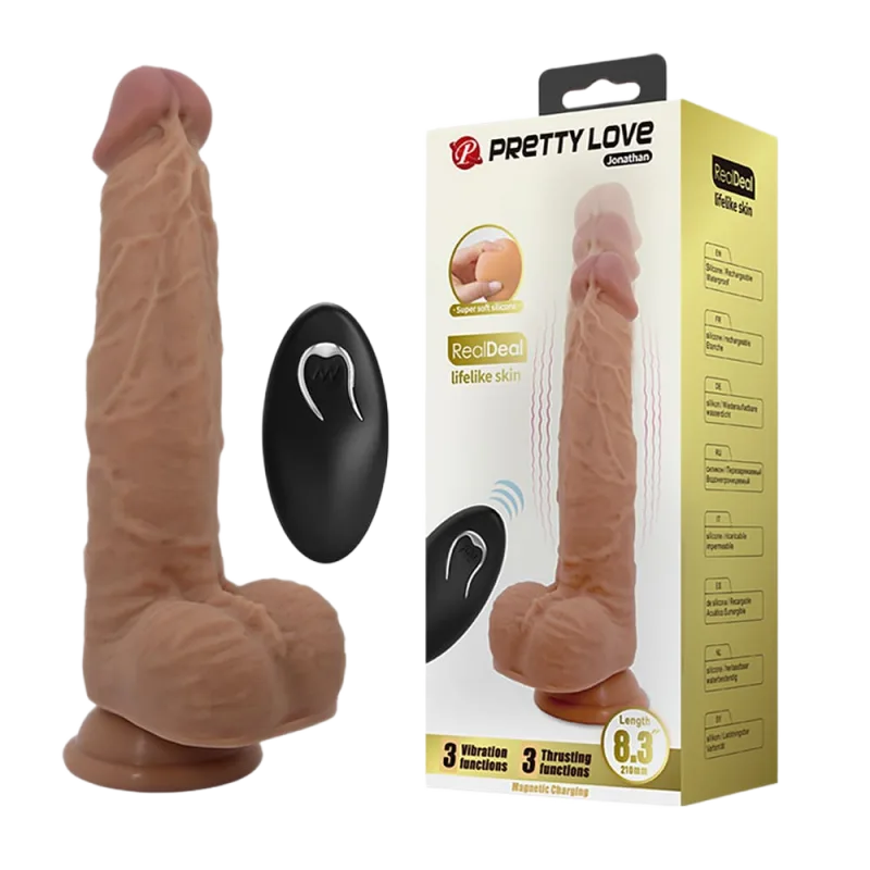 Pretty Love Jonathan 8.3in Suction Vibrating Silicone Dildo