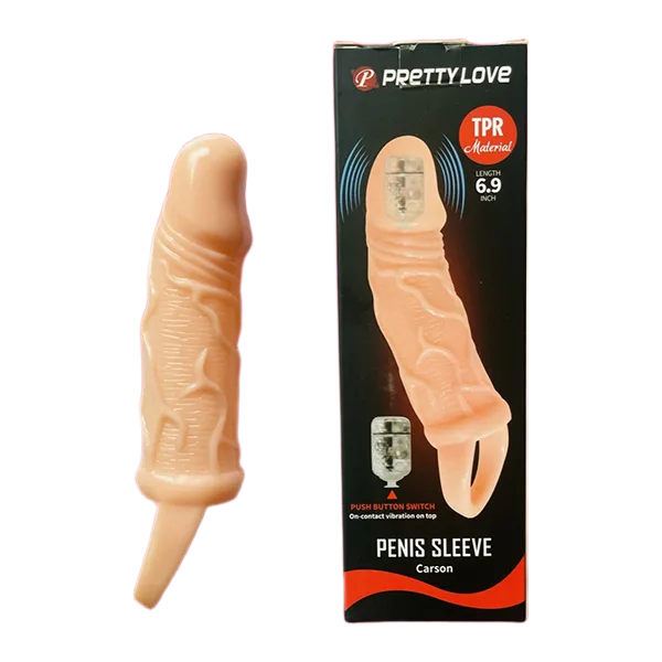 Pretty Love Rose Textured Vibrating Penis Sleeve Enhance Size