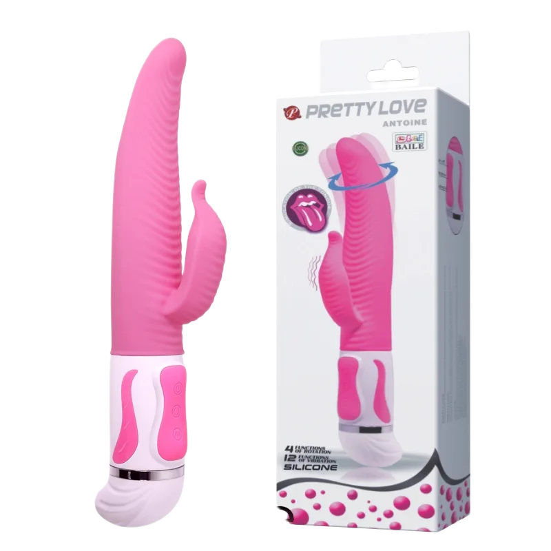 Prettylove Antoine Vibrating Rotating Tongue Dildo Pink