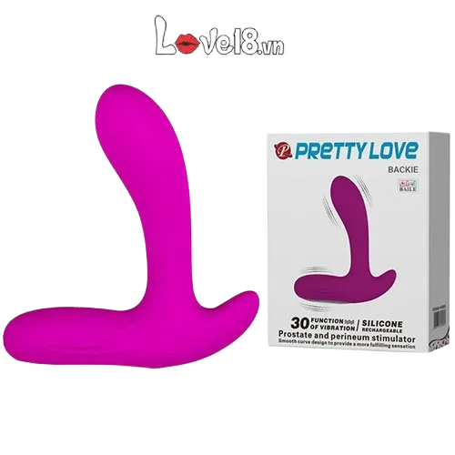 Prettylove Backie Anal Vibrator Silicone Black Pink Strong Massage