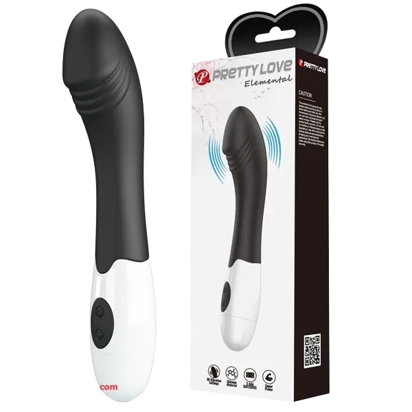 Prettylove Elemental 30 Mode Vibrating Dildo – Black Safe Silicone
