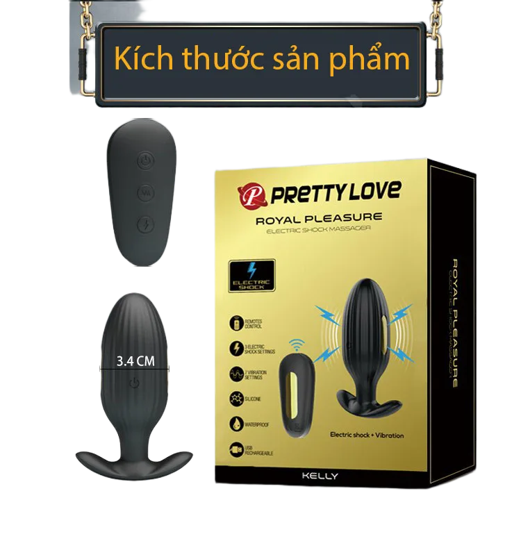 Prettylove Kelly 24K Gold Electroshock Anal Massager