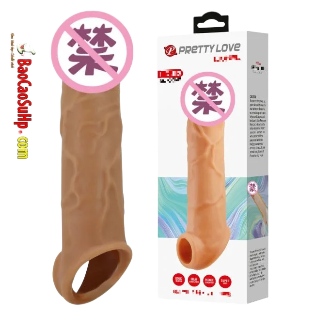 Prettylove Lionel Textured Silicone Condom with Strap Reusable
