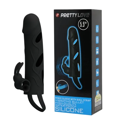 Prettylove Soft Silicone Vibrating Penis Extender Ring