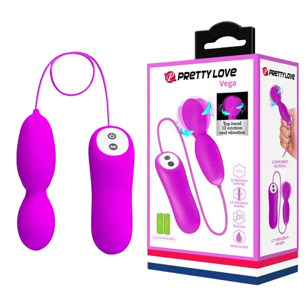 Prettylove Vega rotating vibrating dildo 12 modes waterproof