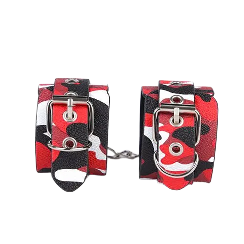 PU Leather Camouflage BDSM Handcuffs for Intense Play