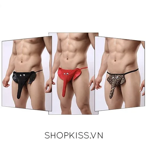 Men’s Sexy Cotton Kinky Elephant Thong Underwear in Red Black — photo 2