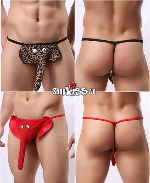 Men’s Sexy Cotton Kinky Elephant Thong Underwear in Red Black — photo 3