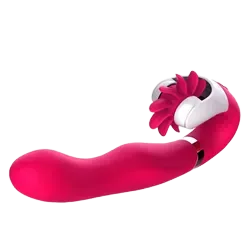 Rechargeable Dual Motor Silicone Dildo with Tongue Vibrator