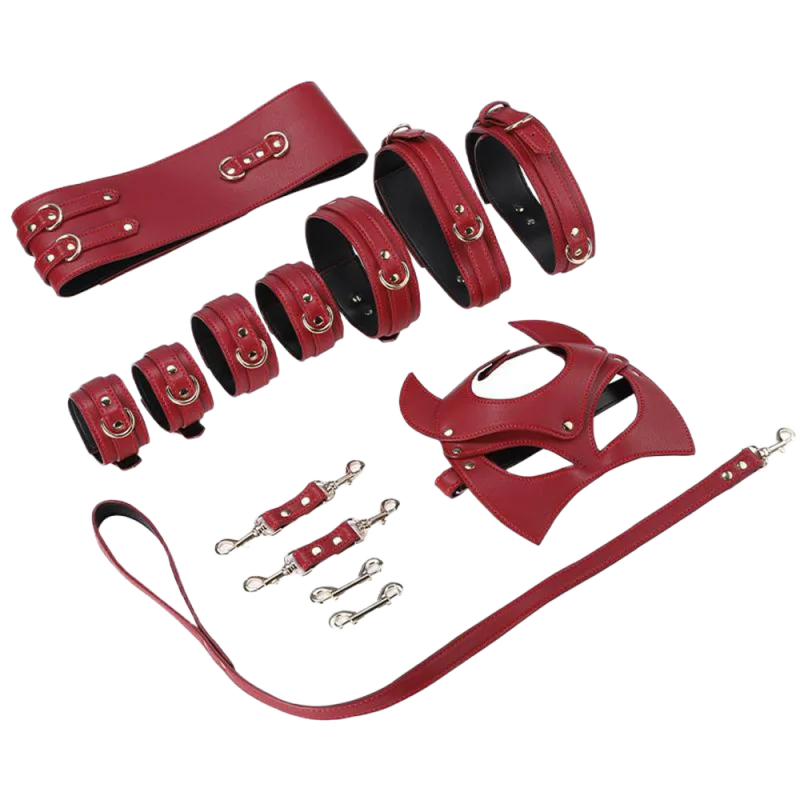 Red BDSM Sex Kit Bondage Set for Passionate Couples