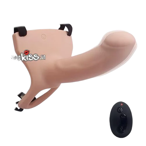 Remote-Controlled Hollow Strap-On Vibrating Silicone Couple