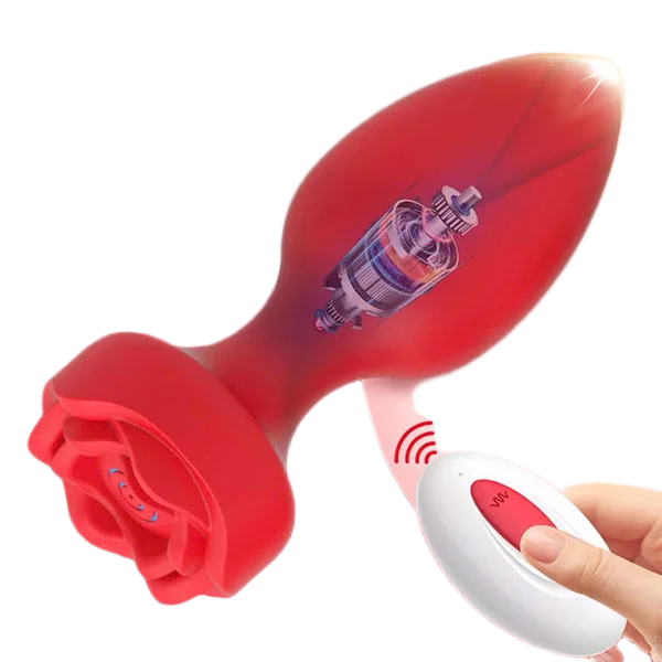 Remote Controlled Rose 10 Speed Silicone Prostate Massager Anal Plug