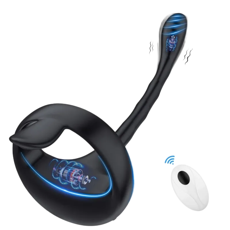 Remote Vibrating Cock Ring Anal Stimulator 9 Mode Wireless Couples Toy