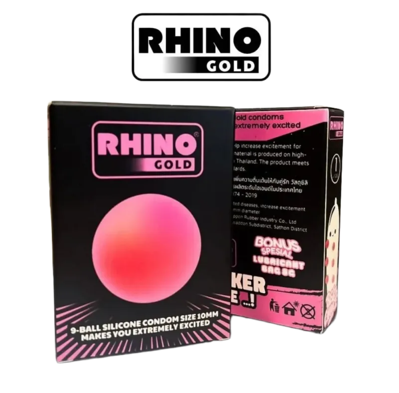 Rhino Gold Small 49mm Condom 9 Raised Dots with Lubricant Gel
