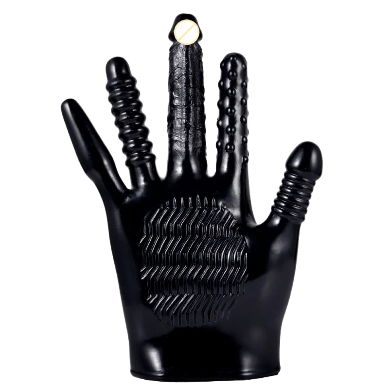 Ribbed Vibrating Sensual Gloves Male Masturbator PVC 18cm