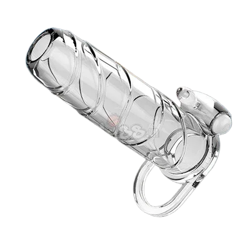 Ribbed Vibrating Strap-On Cock Ring TPR Silicone Male Sex Toy