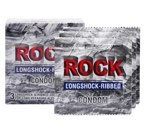 Rock Longshock Ribbed Spiked Condom Delay Lasting 3pcs Sensual