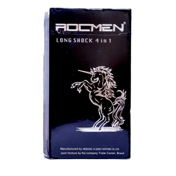 Rocmen Black Long Shock 4-in-1 Textured Condom Pack