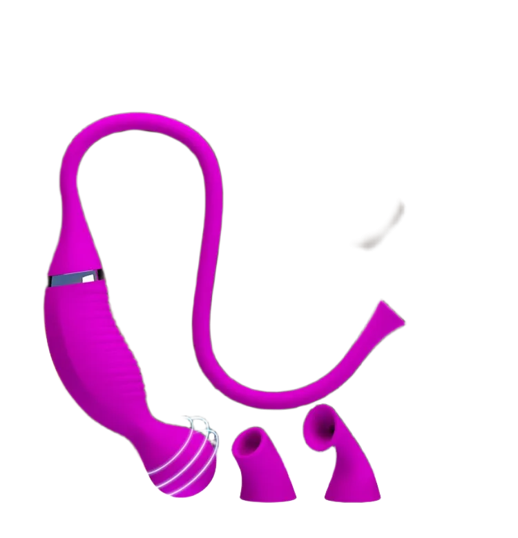 Romance 3-Head Suction Powerful Vaginal Vibrator Purple Silicone