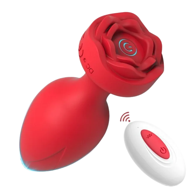 Rose-Shaped Powerful Remote Control Vibrating Anal Plug