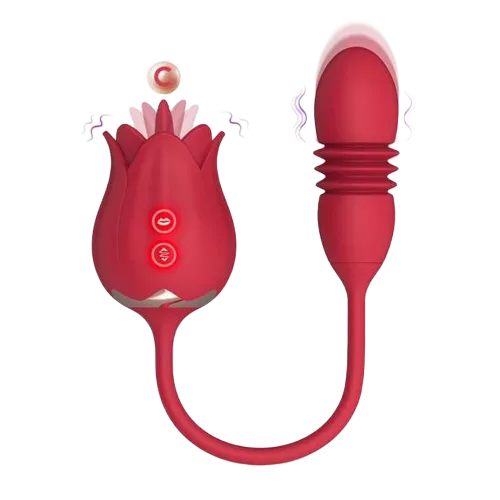 Rose Tongue Vibrator with Egg 25 Modes G-Spot Stimulation