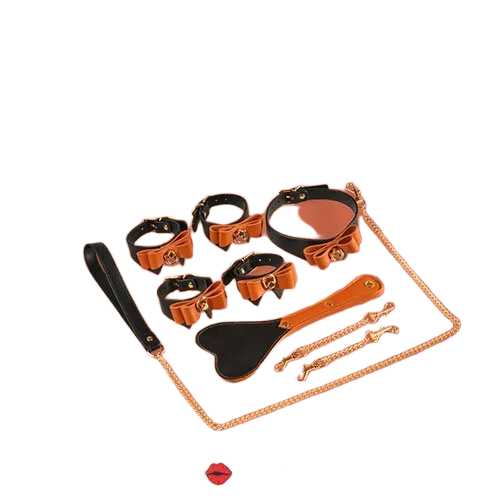 Runyu BDSM Leather Sex Slave Kit Collar Restraints Whip