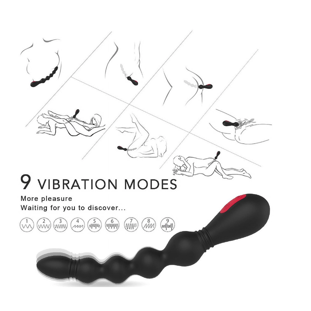 S-Hande Vins 9-Speed Anal Massager Beads Premium Silicone Safe Pleasure — photo 2