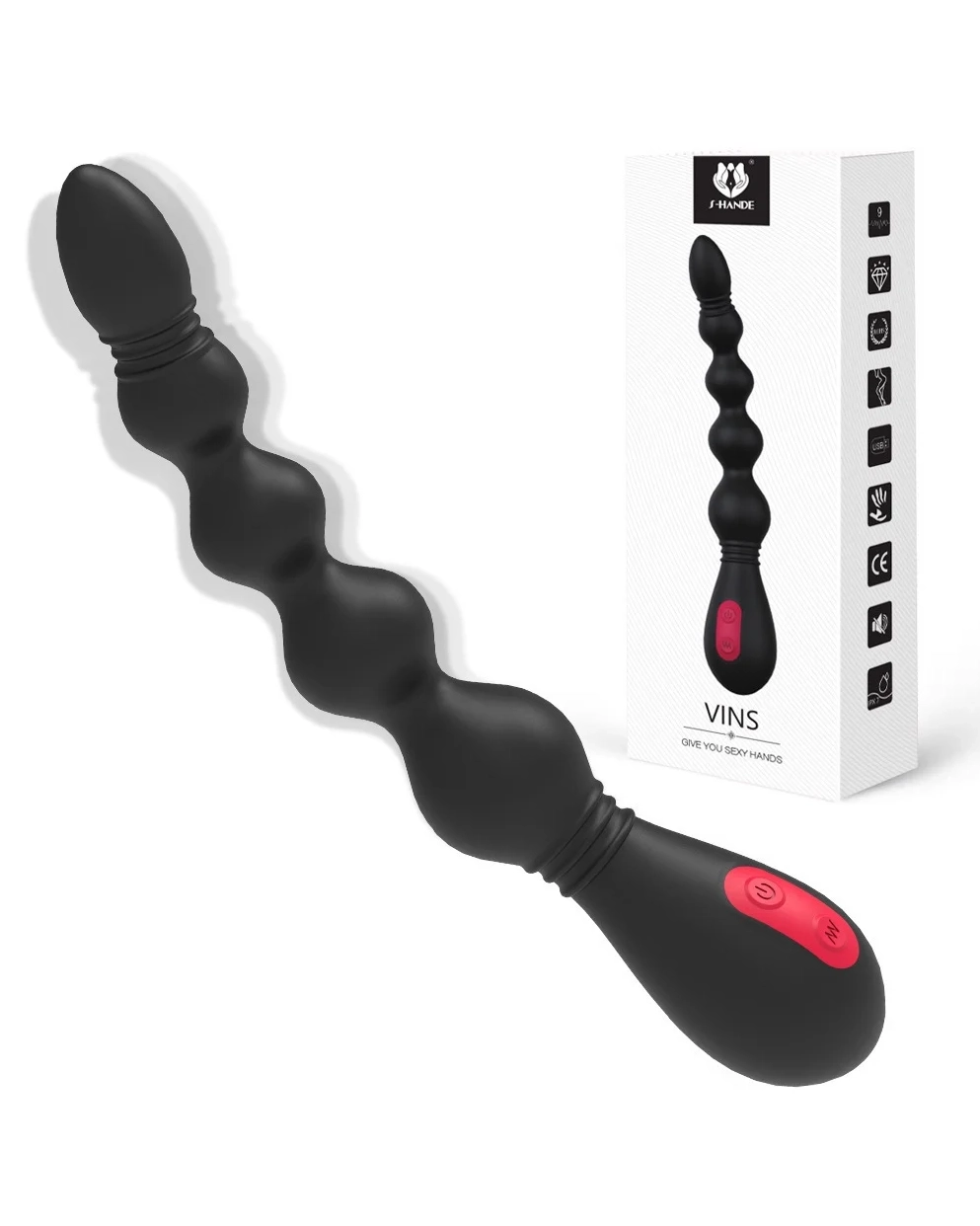 S-Hande Vins 9-Speed Anal Massager Beads Premium Silicone Safe Pleasure — photo 6