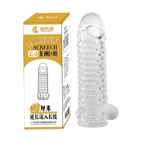 Screech Fish Scale Rigid Vibrating Condom Enhance Sex
