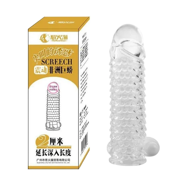 SCREECH Fish Scale Textured Vibrating Condom