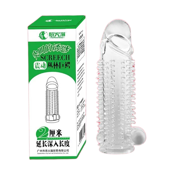 Screech Spiked Vibrating Sleeve Condom Enhance Pleasure