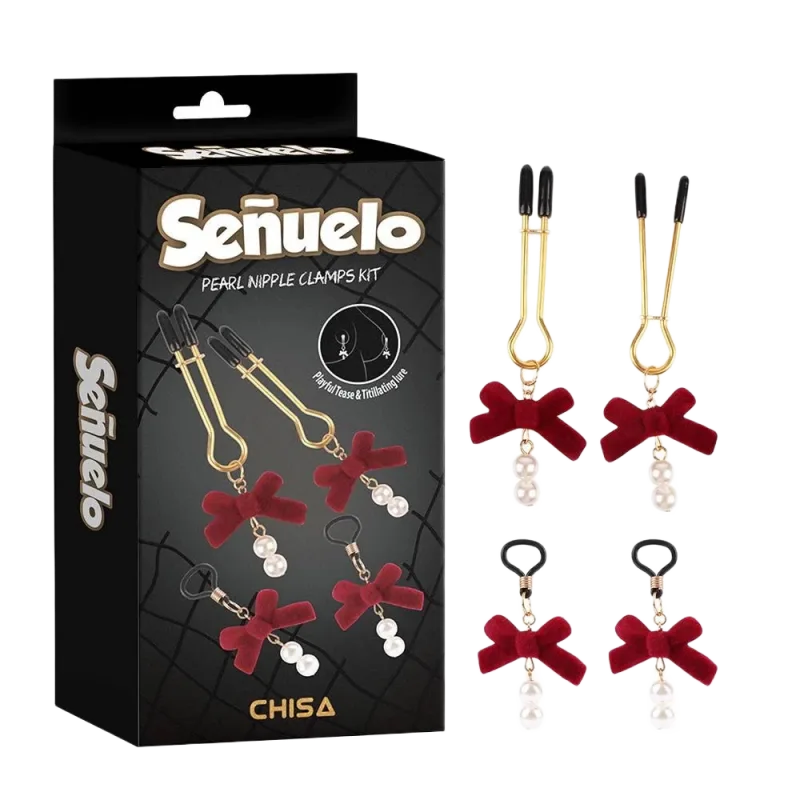 Senuelo Pearl Adjustable Nipple Clamps Kit Metal Set