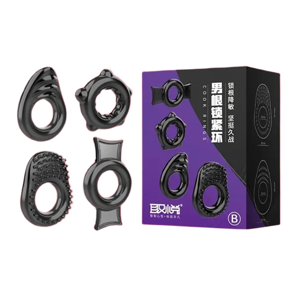 Set 4 Silicone Delay Penis Rings Enhance