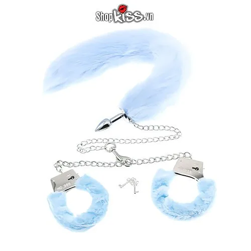 BDSM Handcuffs & Fox Tail Set - Sexy Bondage Play with Chain Included — photo 3