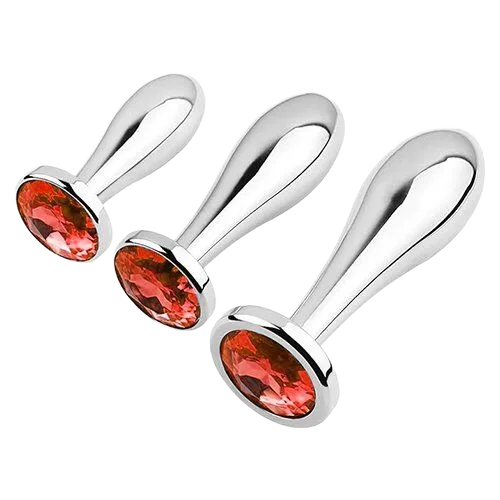 Set of 3 Metal Water Drop Shaped Anal Plugs