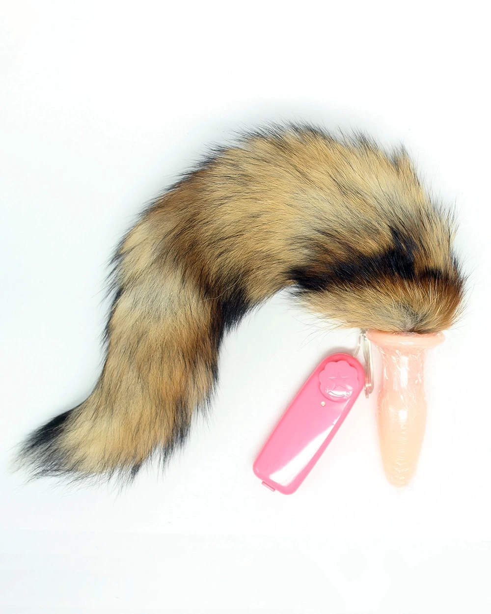 Silicone Fox Tail Anal Vibrator Powerful Dual Color Soft Silicone Toy — photo 7