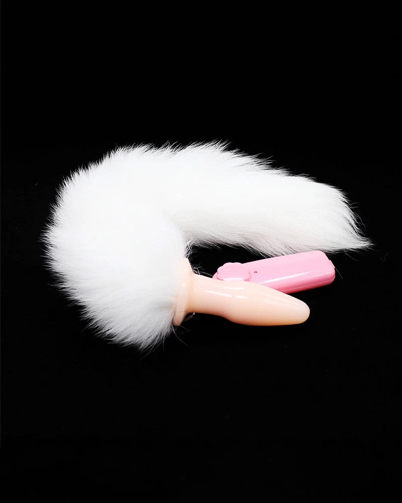 Silicone Fox Tail Anal Vibrator Powerful Dual Color Soft Silicone Toy — photo 6