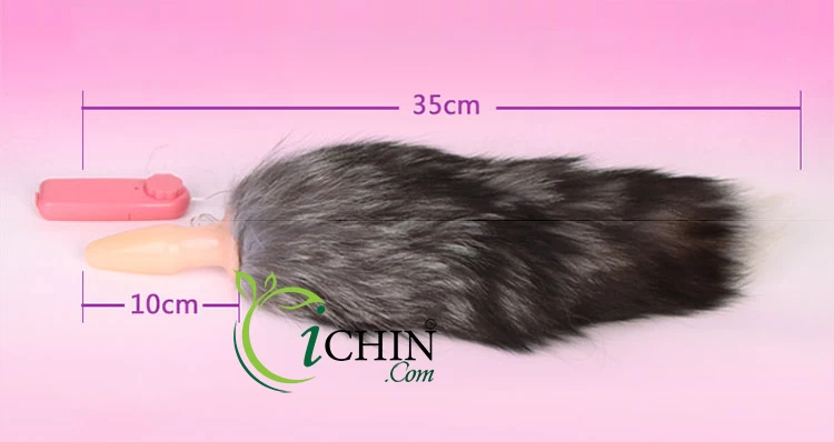 Silicone Fox Tail Anal Vibrator Powerful Dual Color Soft Silicone Toy — photo 3
