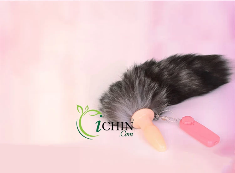 Silicone Fox Tail Anal Vibrator Powerful Dual Color Soft Silicone Toy — photo 2