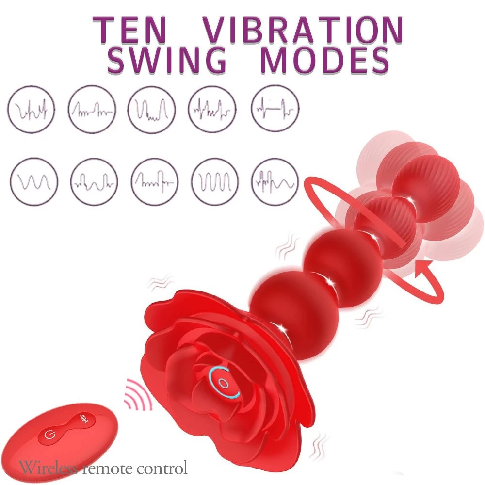 Butt Plug Flower Twisted 10 Modes Remote Vibe Smooth Silicone — photo 4