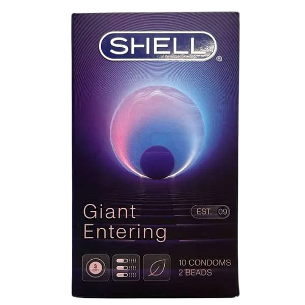 Shell Giant Textured Condom + 2 Beads 3cm Enlargement Korea Brand