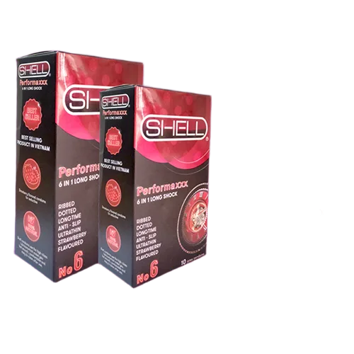 Shell Premium Strawberry Scented 6-in-1 Thin Ribbed Condom