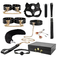 SHP Collection 10PCS Premium BDSM Set Mask Cuffs Whip
