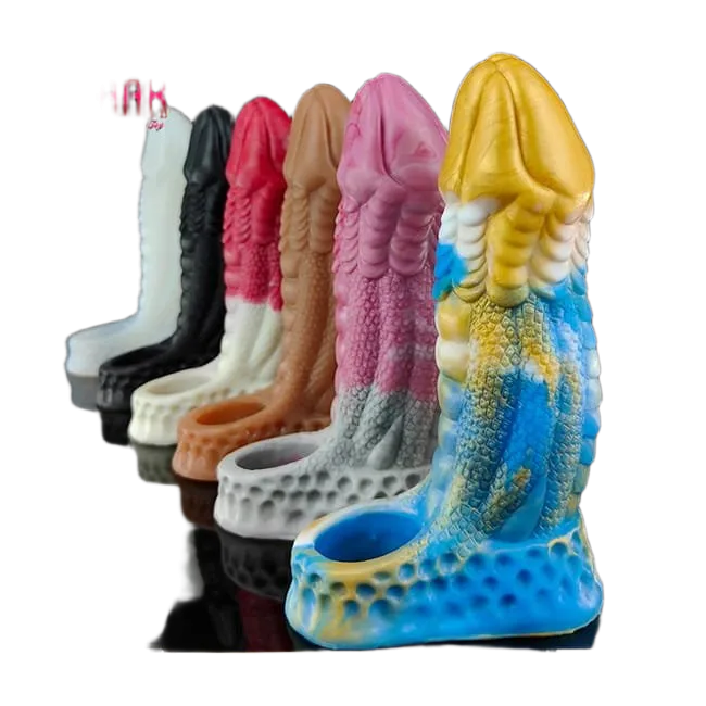 SHP1235 deluxe red silicone cock extender textured firm long-lasting erection