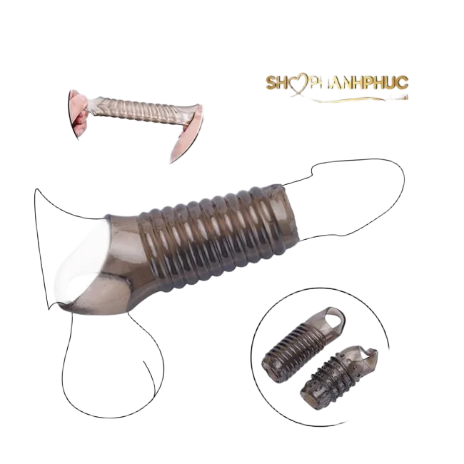 SHP1238 Textured Silicone Penis Sleeve Enlarger Delay With Strap