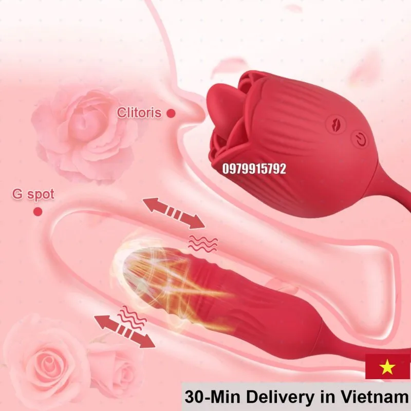 SHP1335 Flower-Shaped Thrusting Vibrator Warming Licking Realistic Toy