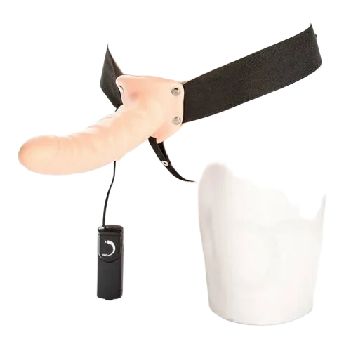 SHP320 Hollow Strap-On Curved Soft Vibrating Dildo