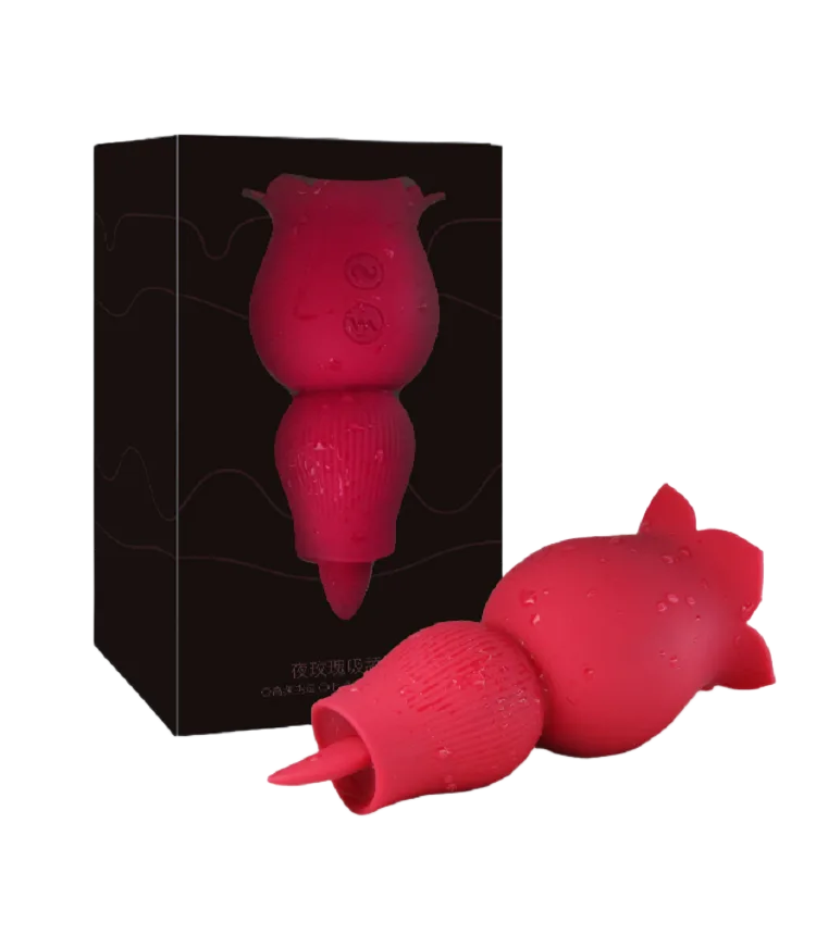 Silicone ABS 7 Mode Rose Shaped Oral Licking Vibrator Toy