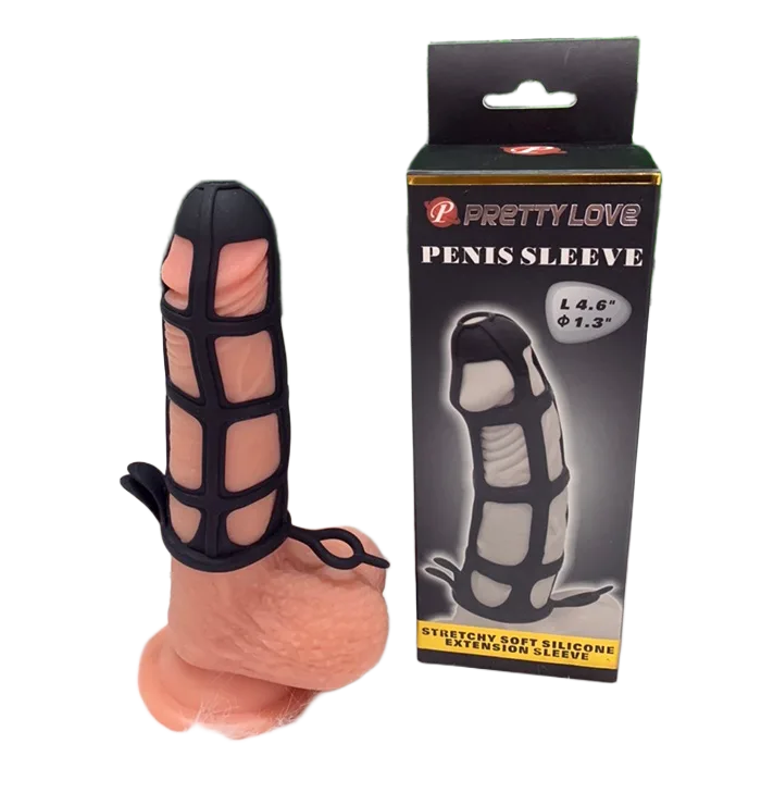 Silicone Delay Condom with Soft Mesh Sleeve and Egg Ring Prettylove