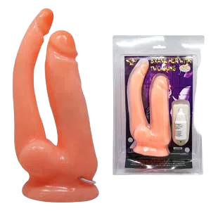 Silicone Double-Prong Male Masturbator Wall-Suction Toy